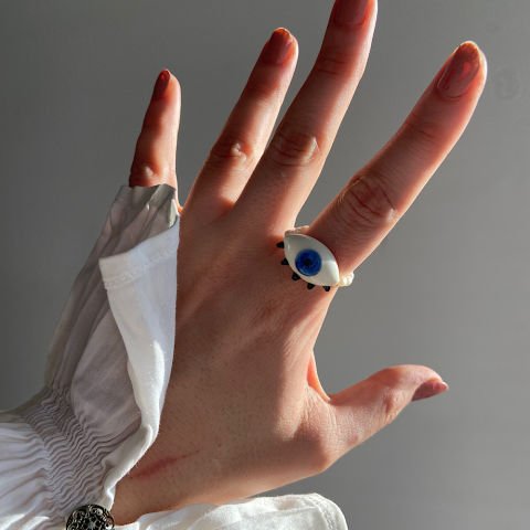 İncili Hipnotik Eyes Yüzük