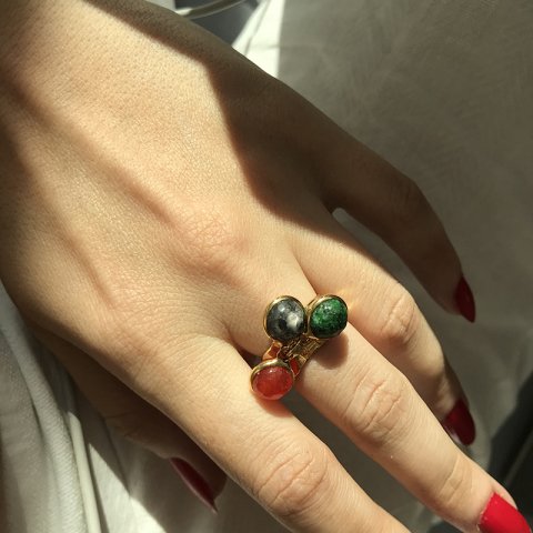 Cosmos'un Küreleri 3'lü Labradorit Yüzük