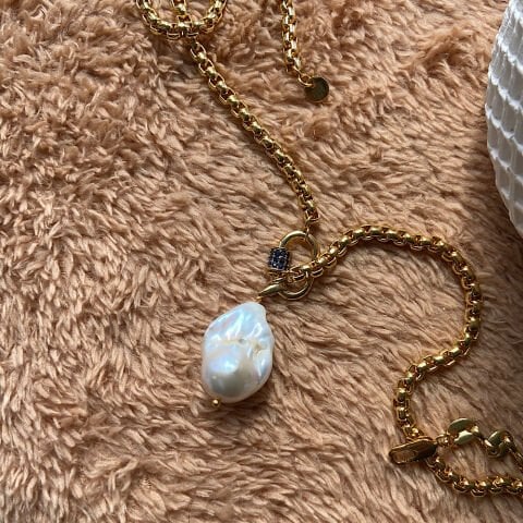Blue Halo Barok İnci Kolye