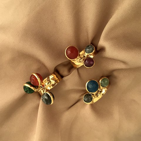 Cosmos'un Küreleri 3'lü Labradorit Yüzük