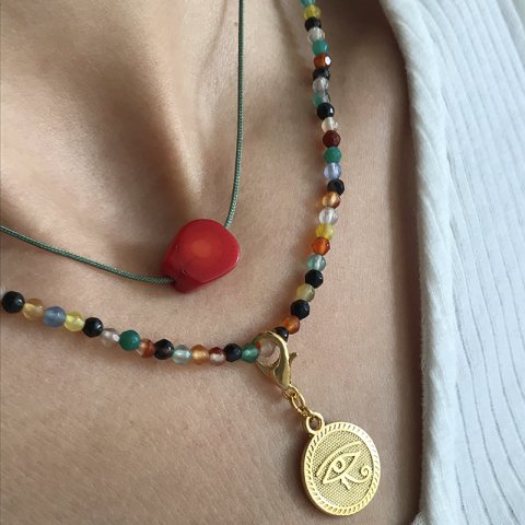 Doğal Taş Mercan Kesit Kolye