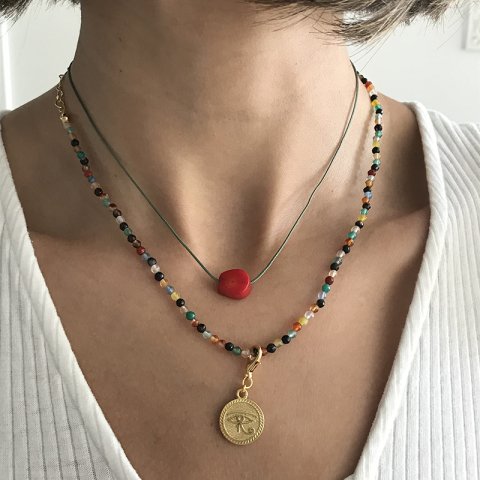 Doğal Taş Mercan Kesit Kolye