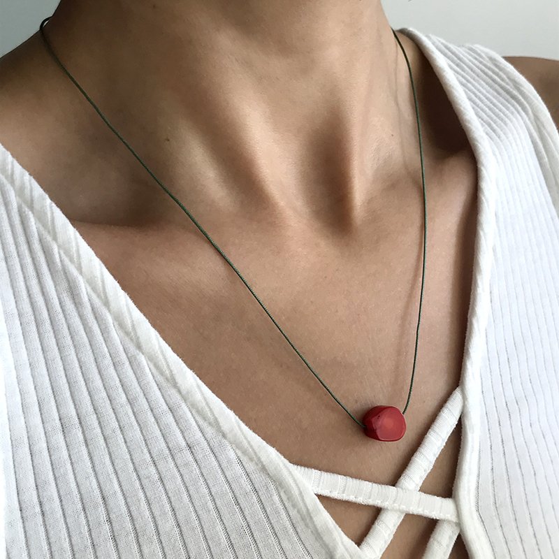 Doğal Taş Mercan Kesit Kolye