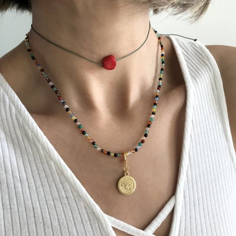 Doğal Taş Mercan Kesit Kolye