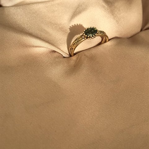 Haki Yeşil Eskitme Zirkon Taş Yüzük