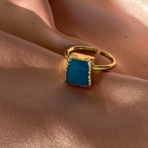 Kare Mavi Agat Yüzük