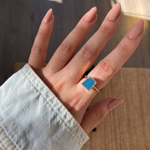 Kare Mavi Agat Yüzük