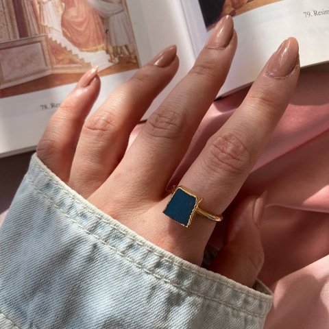 Kare Mavi Agat Yüzük