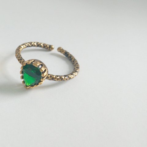 Vintage Damla Koyu Yeşil Yüzük