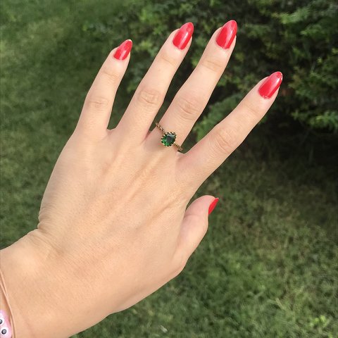 Vintage Damla Koyu Yeşil Yüzük