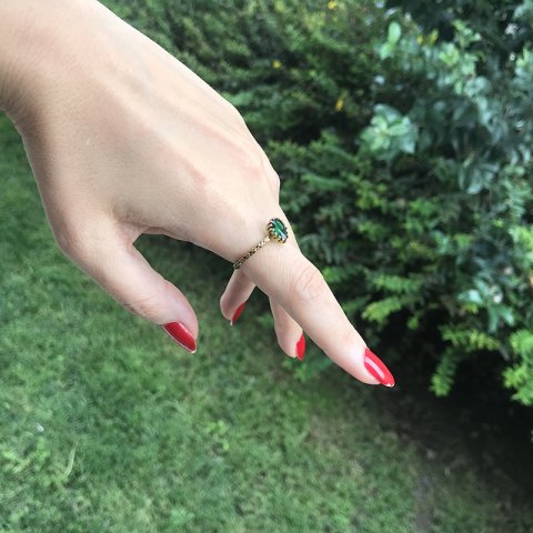 Vintage Damla Koyu Yeşil Yüzük