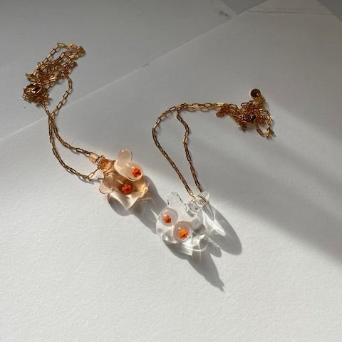 The Mammae Turuncu Çiçekli Meme Kolye