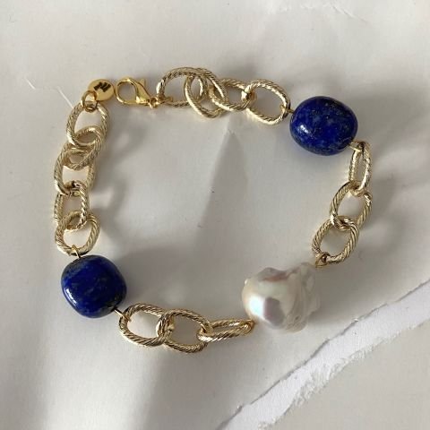 Lapis ve Barok İncili Bileklik
