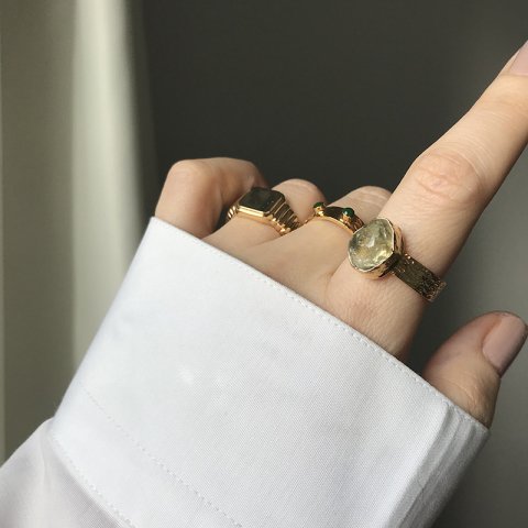 Asimetrik Sarı Rutil Kuvars Yüzük