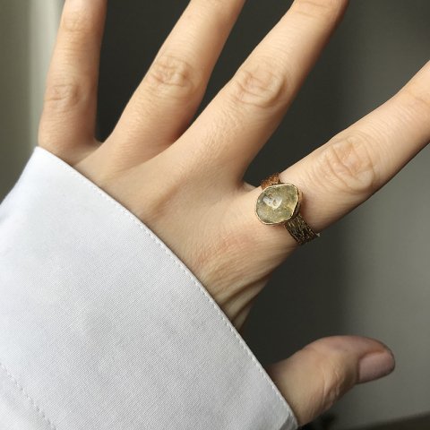 Asimetrik Sarı Rutil Kuvars Yüzük