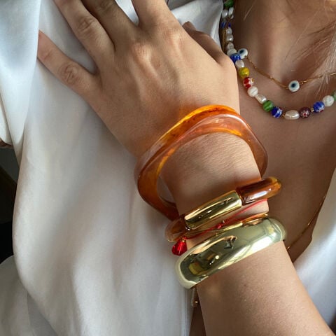 Blok Amber Chunky Bileklik Set