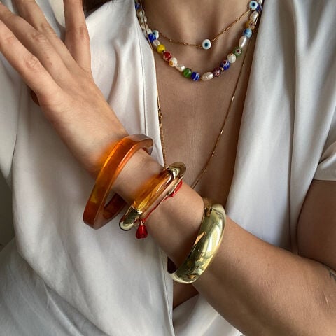Blok Amber Chunky Bileklik Set