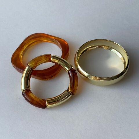 Blok Amber Chunky Bileklik Set