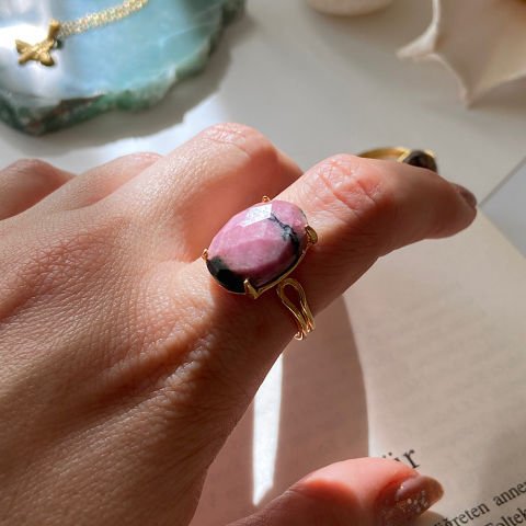 Rodonit Oval Doğal Taş Yüzük