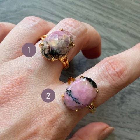 Rodonit Oval Doğal Taş Yüzük