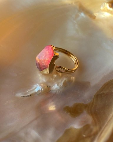 Fuşya Akik Doğal Taş Yüzük