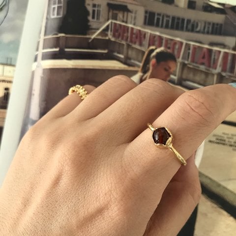 Minimal Bordo Akik Yüzük