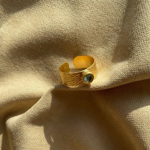 Mavi Zirkon Taşlı Kalın Yüzük