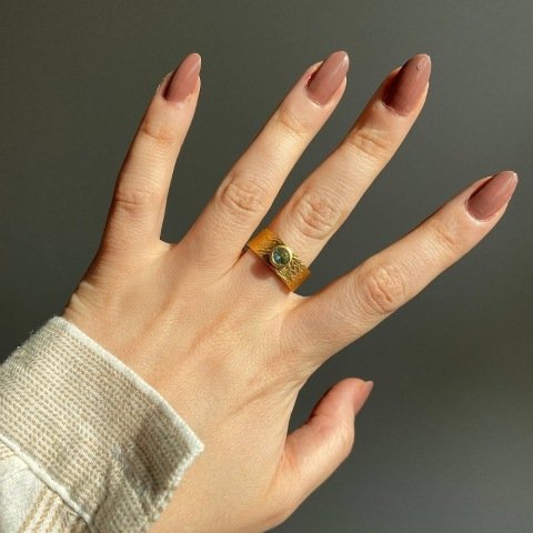 Mavi Zirkon Taşlı Kalın Yüzük