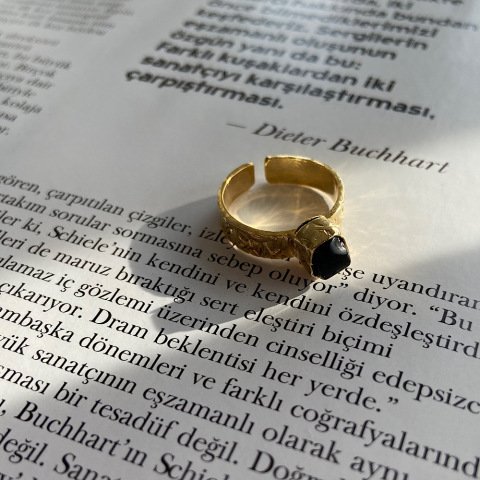 Kare Oniks Kalın Yüzük