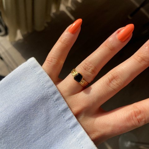 Kare Oniks Kalın Yüzük