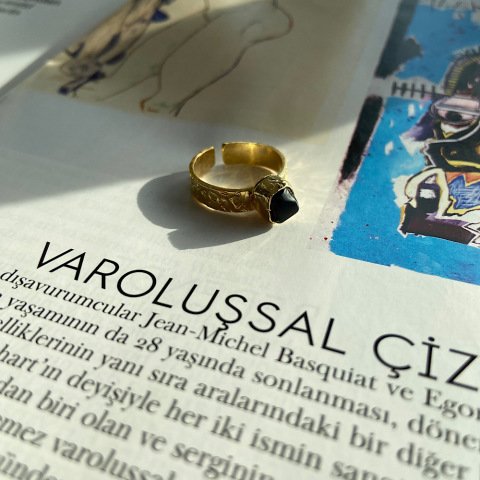 Kare Oniks Kalın Yüzük