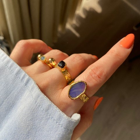 Kare Oniks Kalın Yüzük