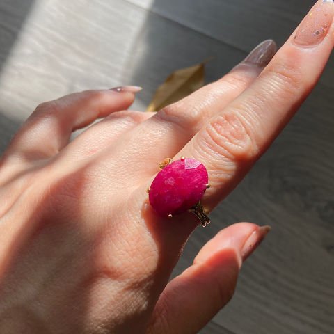 Yakut Oval Doğal Taş Yüzük