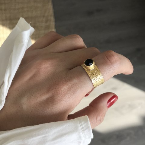 Oniks Vintage Doğal Taş Yüzük
