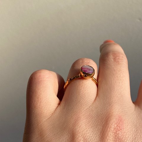 Fuşya Minimal Akik Yüzük