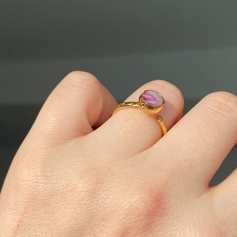 Fuşya Minimal Akik Yüzük