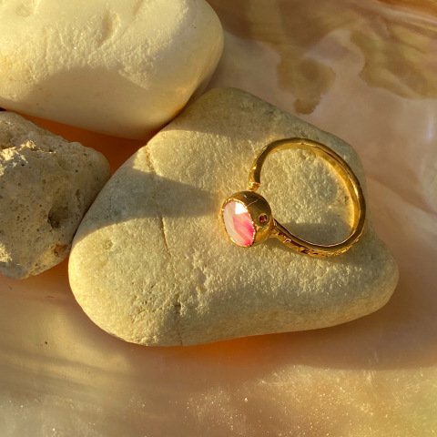 Fuşya Minimal Akik Yüzük