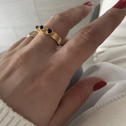 Üç Gözlü Lacivert Akik Yüzük