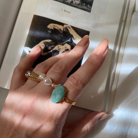 Amazonit Oval Doğal Taş Yüzük