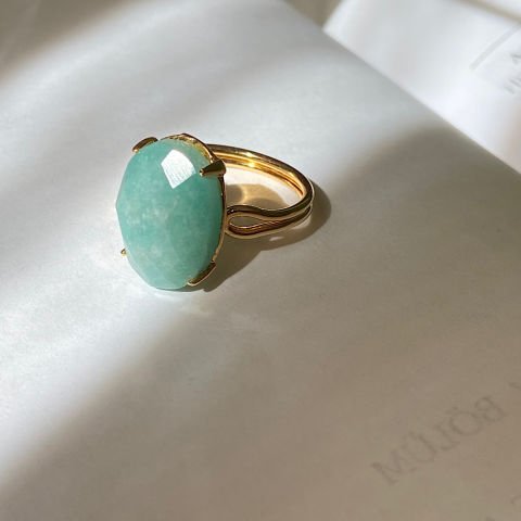 Amazonit Oval Doğal Taş Yüzük