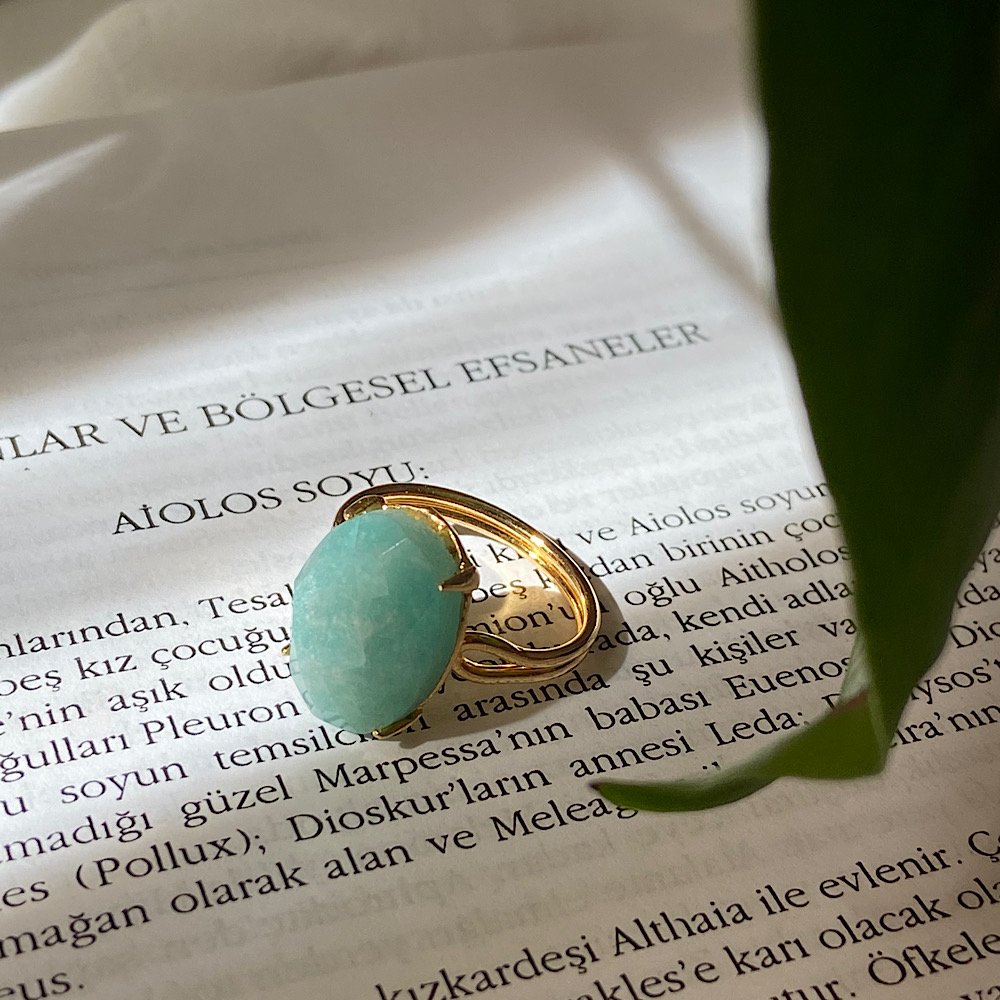 Amazonit Oval Doğal Taş Yüzük