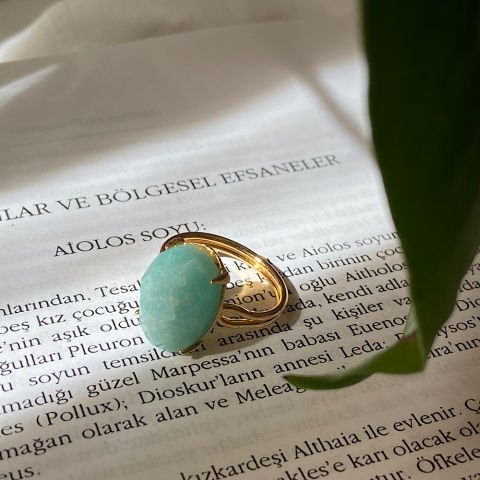 Amazonit Oval Doğal Taş Yüzük
