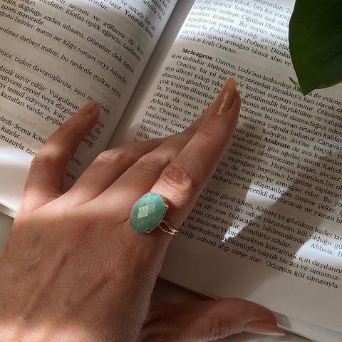 Amazonit Oval Doğal Taş Yüzük