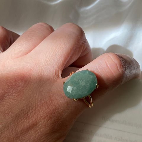 Amazonit Oval Doğal Taş Yüzük