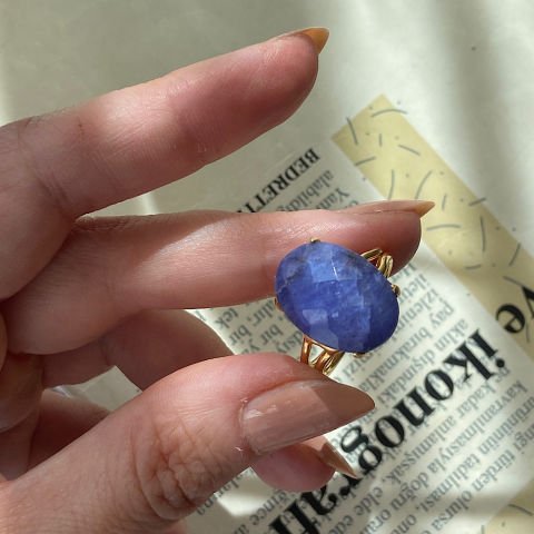 Sodalit Oval Doğal Taş Yüzük