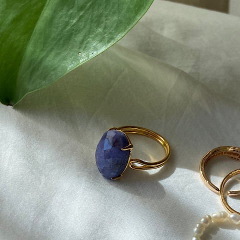 Sodalit Oval Doğal Taş Yüzük