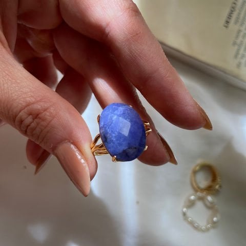 Sodalit Oval Doğal Taş Yüzük