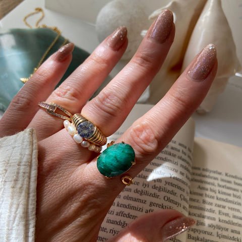 Zümrüt Oval Doğal Taş Yüzük