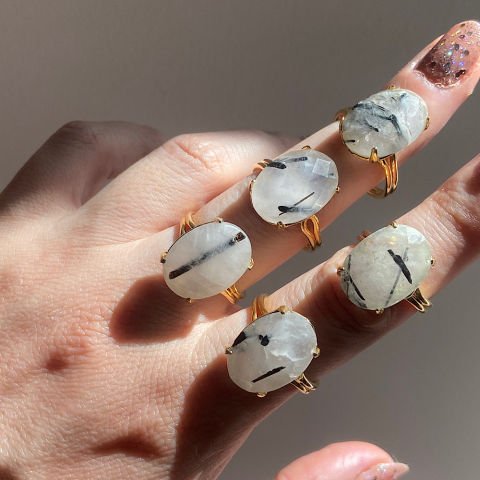 Rutil Kuvars Melek Saçı Yüzük