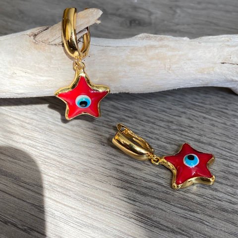 Kırmızı Deniz Yıldızı Murano Küpe